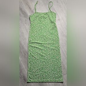 Zara Green Pattern Midi Dress Size Large